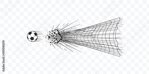 Dynamic Soccer Ball Goal Explosive Impact on Net with Grunge Splash Effect Vector