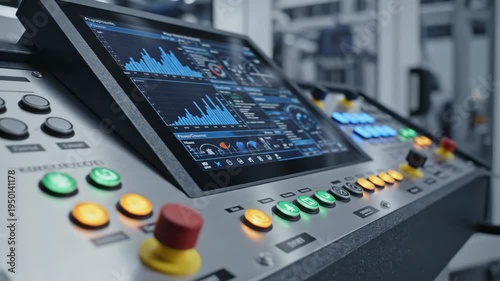 Video of Industrial Control Panel – Button light animation, production dashboard showcasing factory automation interface, smart manufacturing technology and operational monitoring concept for