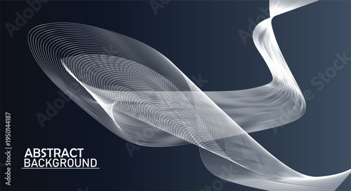 A sophisticated abstract background featuring flowing white lines on a dark blue gradient surface