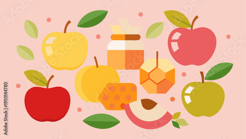 Set of 9 colorful flat food icons vector