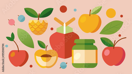 Set of colorful fruit icons vector