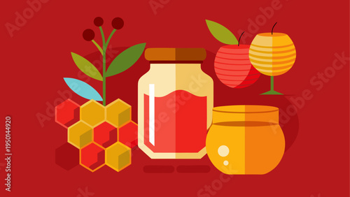 Vector honey and apple icons set