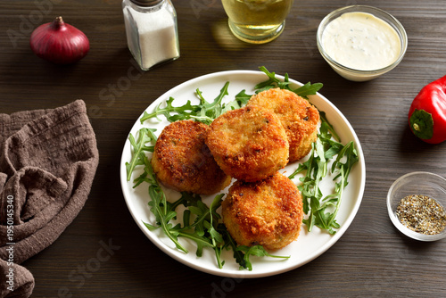 Принти на полотні Deep fried fish cakes from mashed potato and minced fish