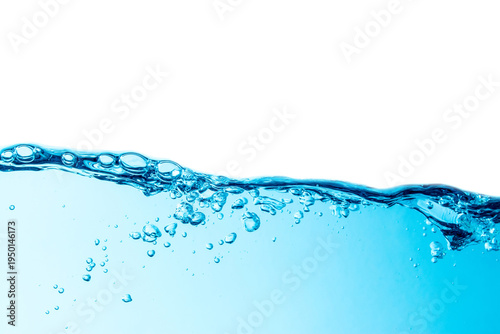 PNG image of a blue wave with bubbles, close-up, background, texture, isolated on top. Transparent background, large photo, high resolution, large size, template, pattern