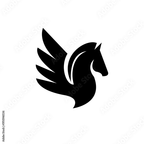 Pegasus Winged Horse Silhouette Logo Design