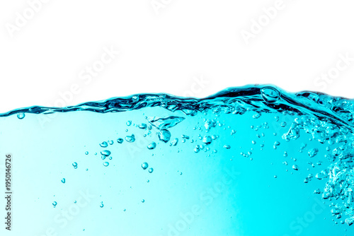 PNG image of a blue wave with bubbles, close-up, background, texture, isolated on top. Transparent background, large photo, high resolution, large size, template, pattern