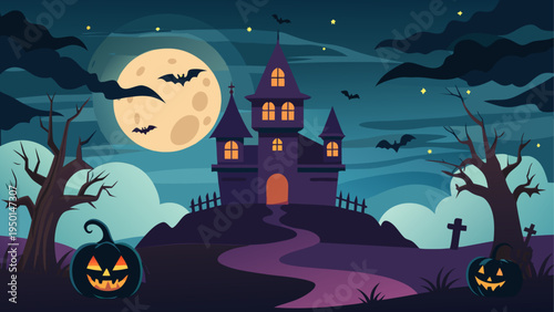 Halloween haunted house vector illustration