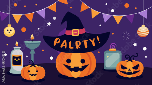 Halloween party icons vector