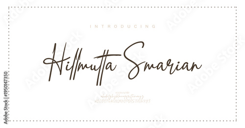Hillmutta Smarian, Script alphabet letters font logo. Typography luxury classic lettering serif italic fonts decorative wedding vintage retro logos. vector illustration
