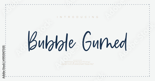 Bubble Gumed, Script luxury wedding alphabet letters font with tails. Typography elegant classic serif fonts and number decorative vintage retro concept for logo branding. vector illustration
