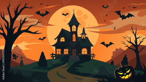Halloween haunted house vector illustration
