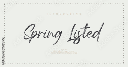 Spring Listed, Script Minimal luxury font alphabet logo. Typography beauty fashion elegant minimalist serif italic fonts decorative wedding vintage retro logos. vector illustration
