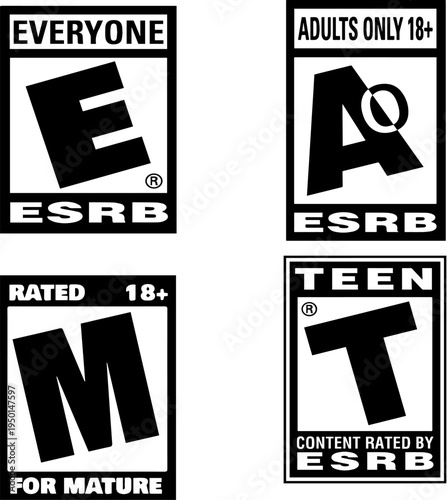 ESRB Video Game Content Rating System Icons Collection