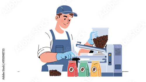 Coffee Craft: An illustration of a barista expertly preparing coffee, showcasing the art and precision of the coffee-making process.
