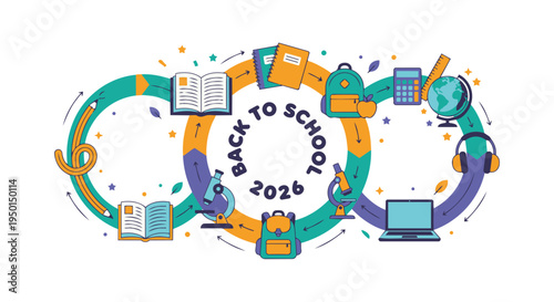 Modern Back to School 2026 Education Banner Vector Illustration
