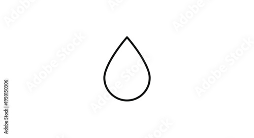 Simple water droplet outline vector image representing moisture content liquid measurement plumbing industry symbols and basic environmental elements for educational materials design.