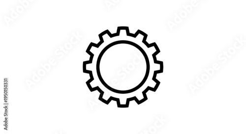 Mechanical gear cogwheel outline vector image representing industrial settings engineering solutions automation processes and technical maintenance for software or hardware development projects.