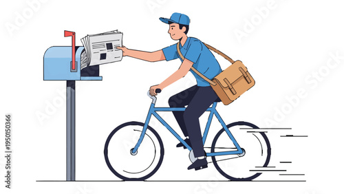 Speedy Deliveries: A focused postal worker, deftly cycling and delivering mail, embodying efficiency and commitment in the realm of communication.