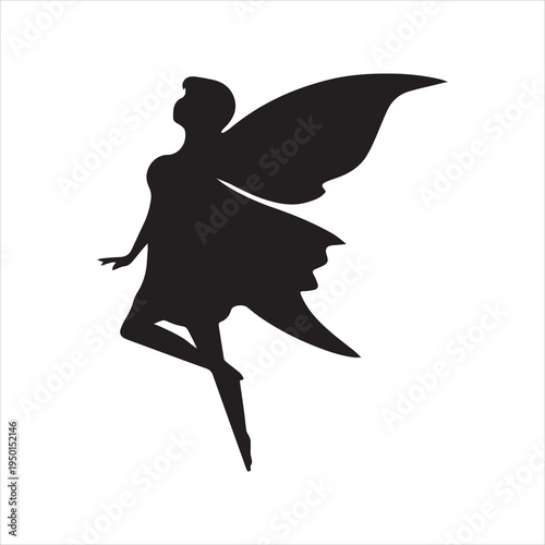  fairy silhouette on white background.