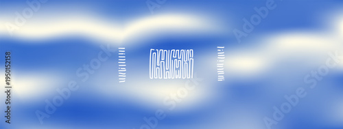 Deep sea water blue and white gradient with naive ornament. Vintage haze background with blur gradation. Liquid navy soft template for trendy design. Vector abstract blue waves gradient bg.