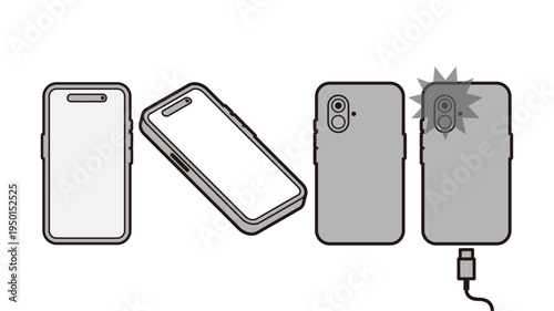 スマートフォンのモックアップイラスト