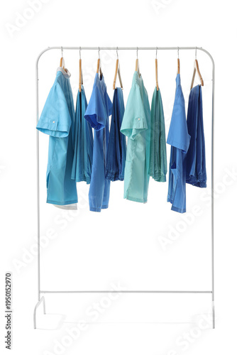 Rack with medical uniform o...