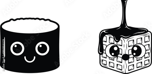 Cute Kawaii Black White Sushi Chocolate Set