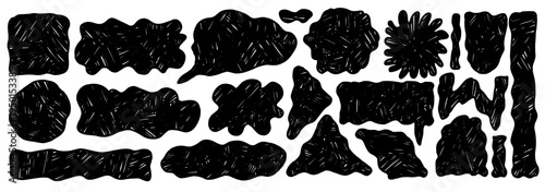 Wavy organic rectangle text boxes crayon chalk drawn. Grunge geometric frame, playful abstract promo badges. Wavy edges vector rectangle, irregular speech bubbles and curvy border for creative design.