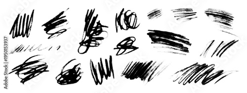 Abstract scribble scratch halftone line strokes. Hand-drawn doodle vector background. Rough brush mark squiggles. Grunge graphite sketch effect. Black messy charcoal backdrop. Punk graffiti scrawl bg