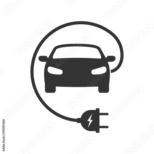 Electric car charging graphic icon. EV charging point sign isolated on white background. Symbol eco friendly vehicle. Vector illustration 