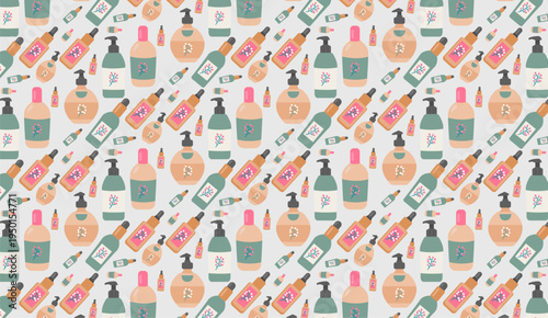 Seamless Pattern with Hand Drawn Sewing Tools and Tailoring Accessories