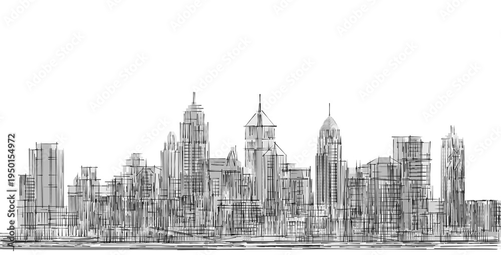 Fototapeta premium modern city panorama 3d illustration 