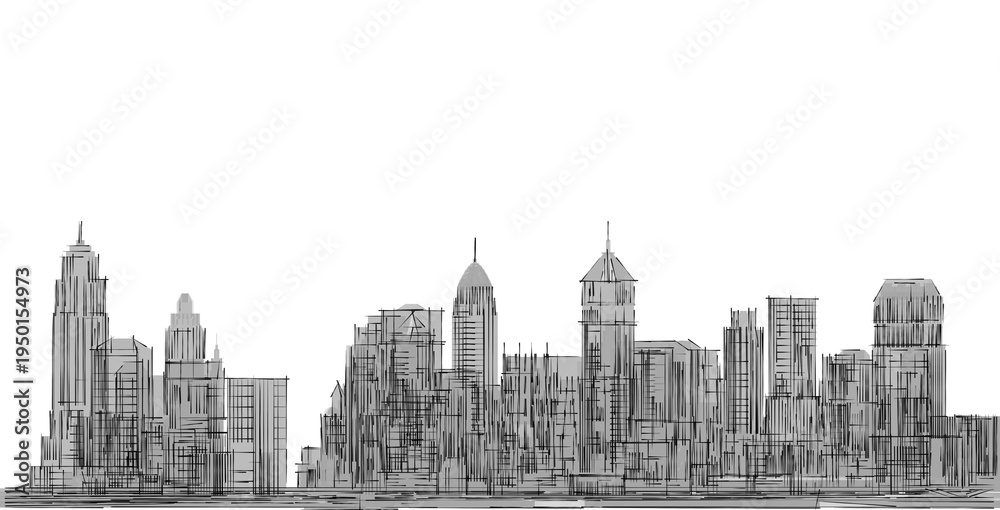 Fototapeta premium modern city panorama 3d illustration 