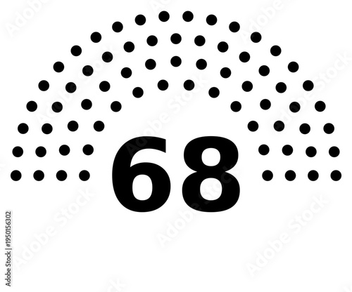 Hemicycle 68 seats - 8 rows