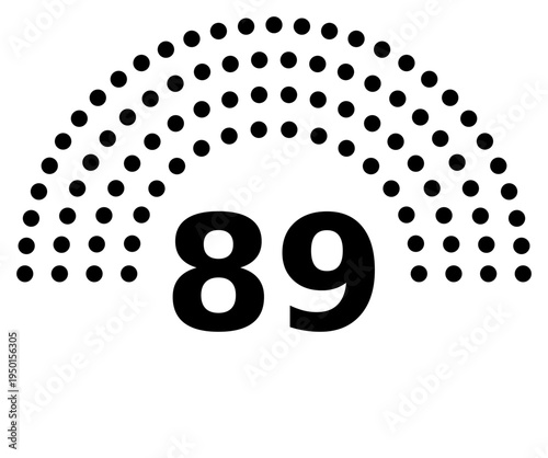 Hemicycle 89 seats - 8 rows