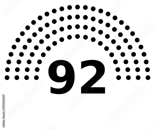 Hemicycle 92 seats - 8 rows