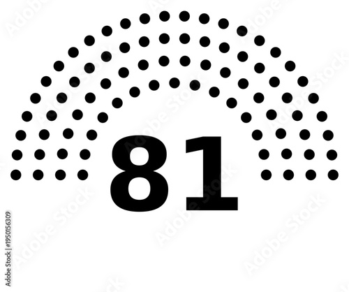 Hemicycle 81 seats - 8 rows