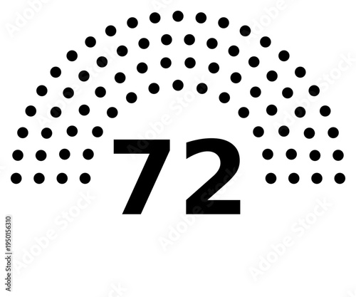 Hemicycle 72 seats - 8 rows