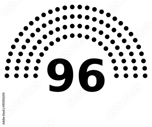 Hemicycle 96 seats - 8 rows