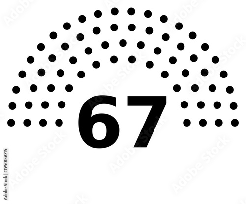 Hemicycle 67 seats - 8 rows