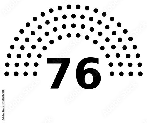 Hemicycle 76 seats - 8 rows