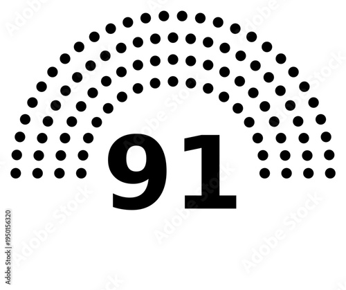 Hemicycle 91 seats - 8 rows