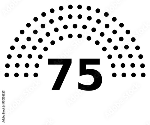 Hemicycle 75 seats - 8 rows