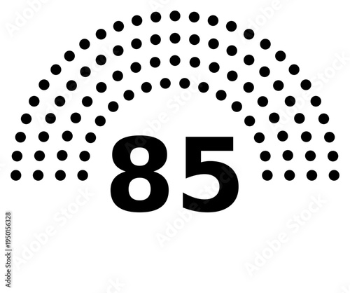 Hemicycle 85 seats - 8 rows