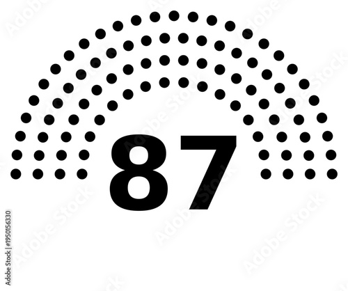 Hemicycle 87 seats - 8 rows