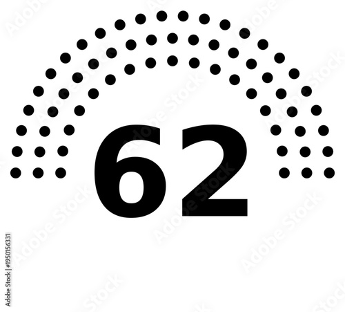 Hemicycle 62 seats - 8 rows