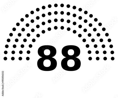 Hemicycle 88 seats - 8 rows