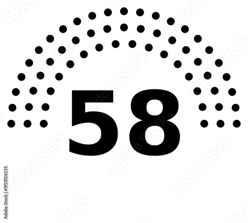 Hemicycle 58 seats - 8 rows