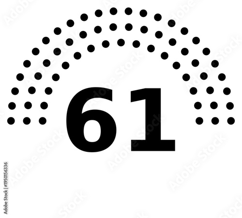 Hemicycle 61 seats - 8 rows