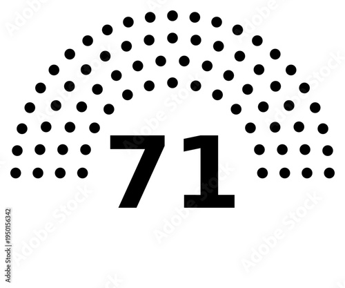 Hemicycle 71 seats - 8 rows